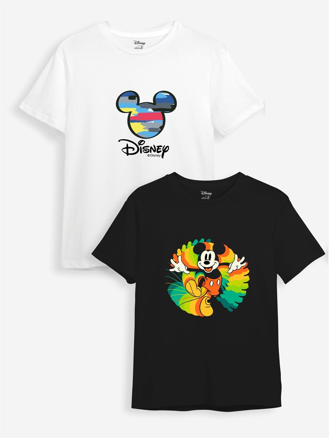 

Minicult Kids Pack of 2 Mickey Mouse Printed Cotton T-shirt, Black
