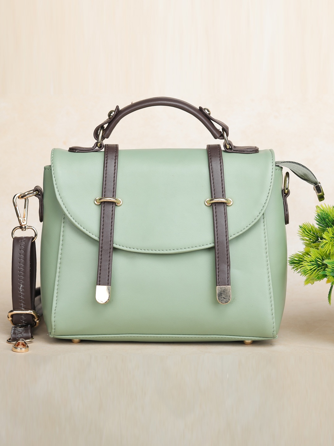 

LEGAL BRIBE Green PU Structured Handheld Bag