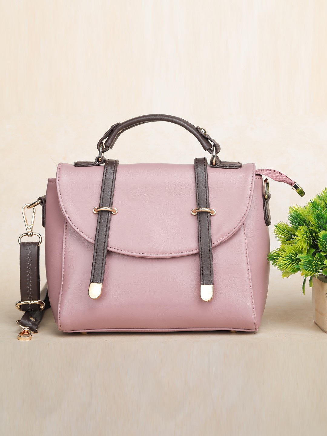 

LEGAL BRIBE Pink PU Structured Handheld Bag with Tasselled