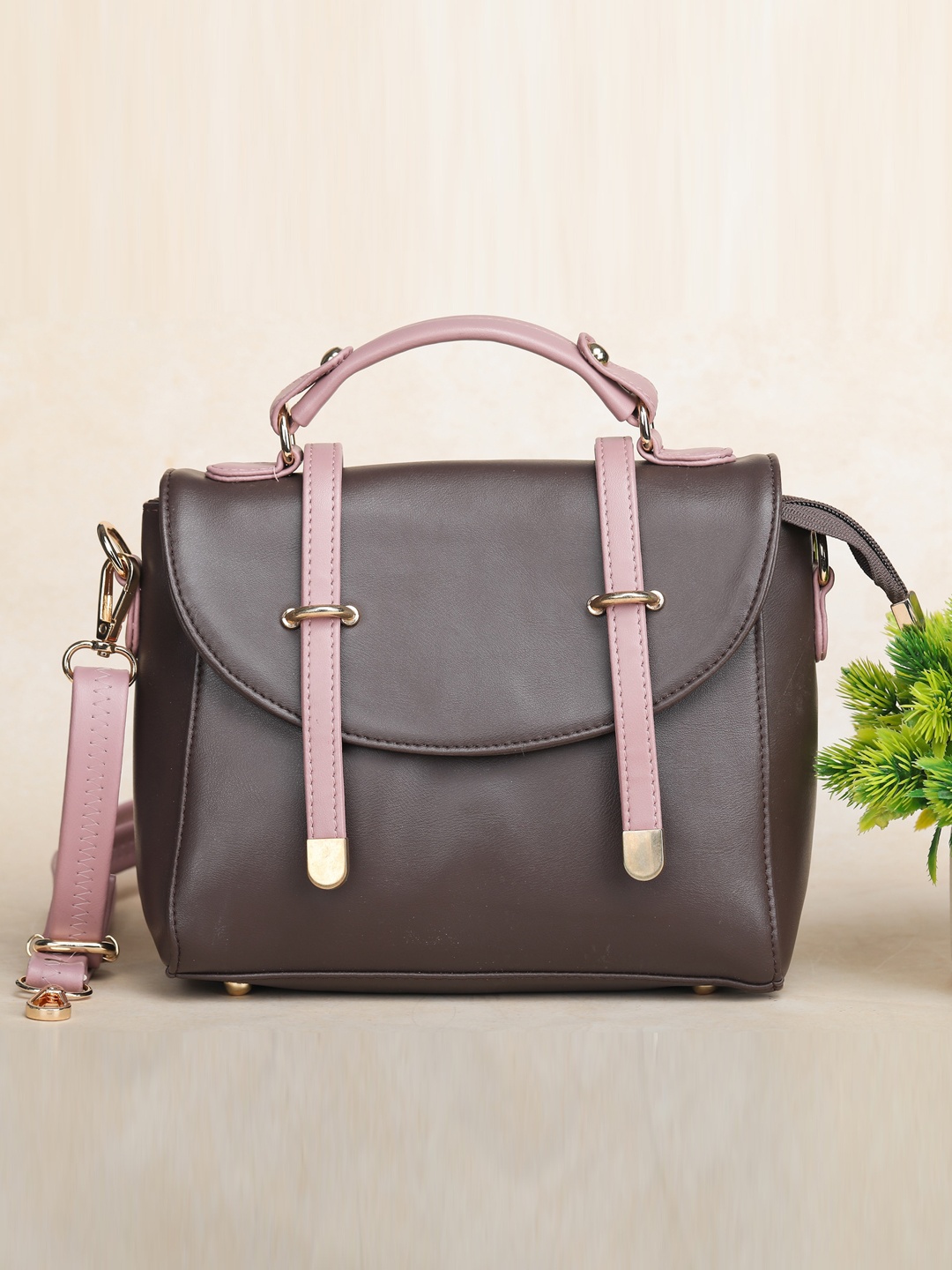 

LEGAL BRIBE PU Structured Handheld Bag, Brown