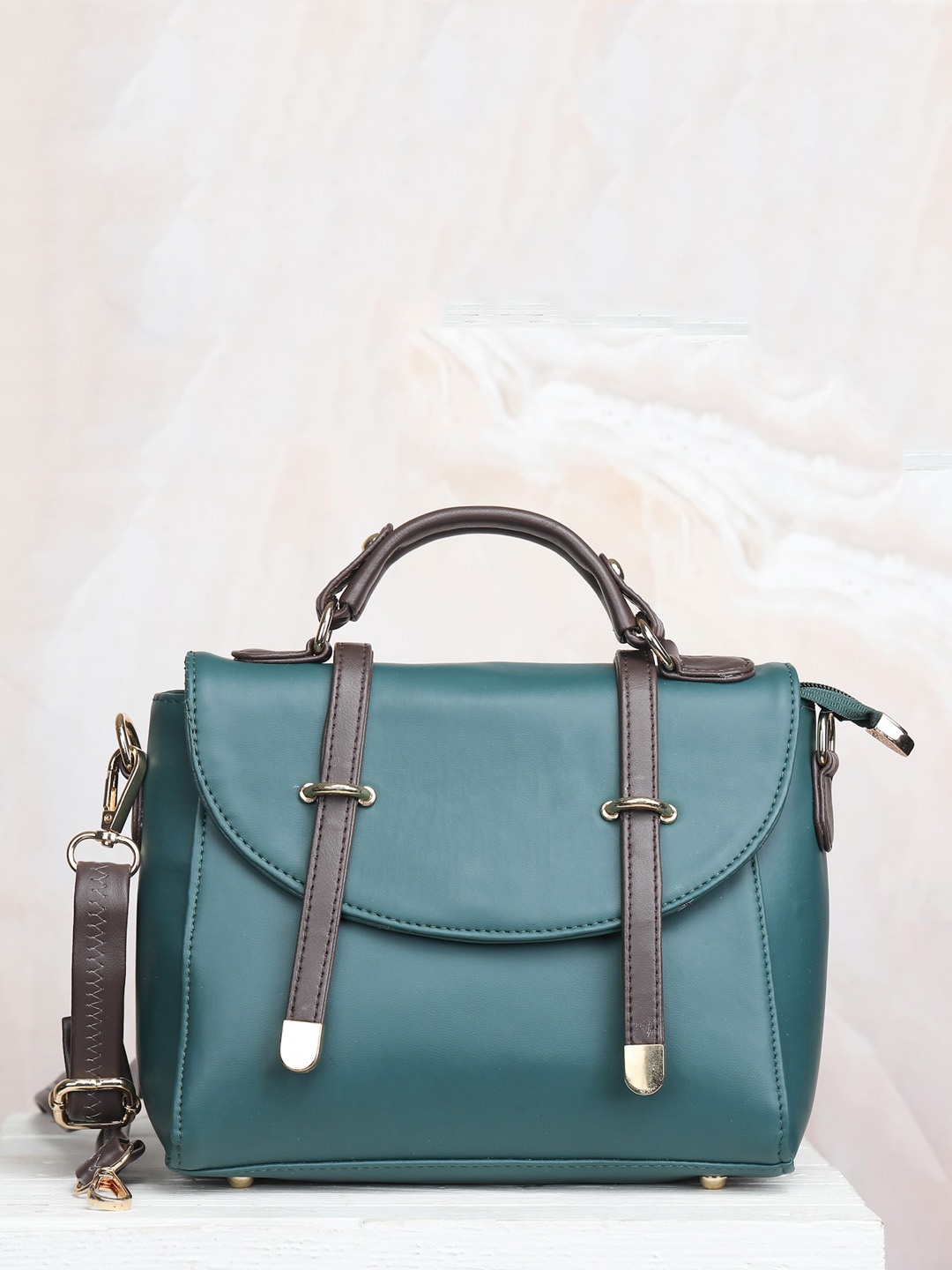 

LEGAL BRIBE Green PU Structured Handheld Bag