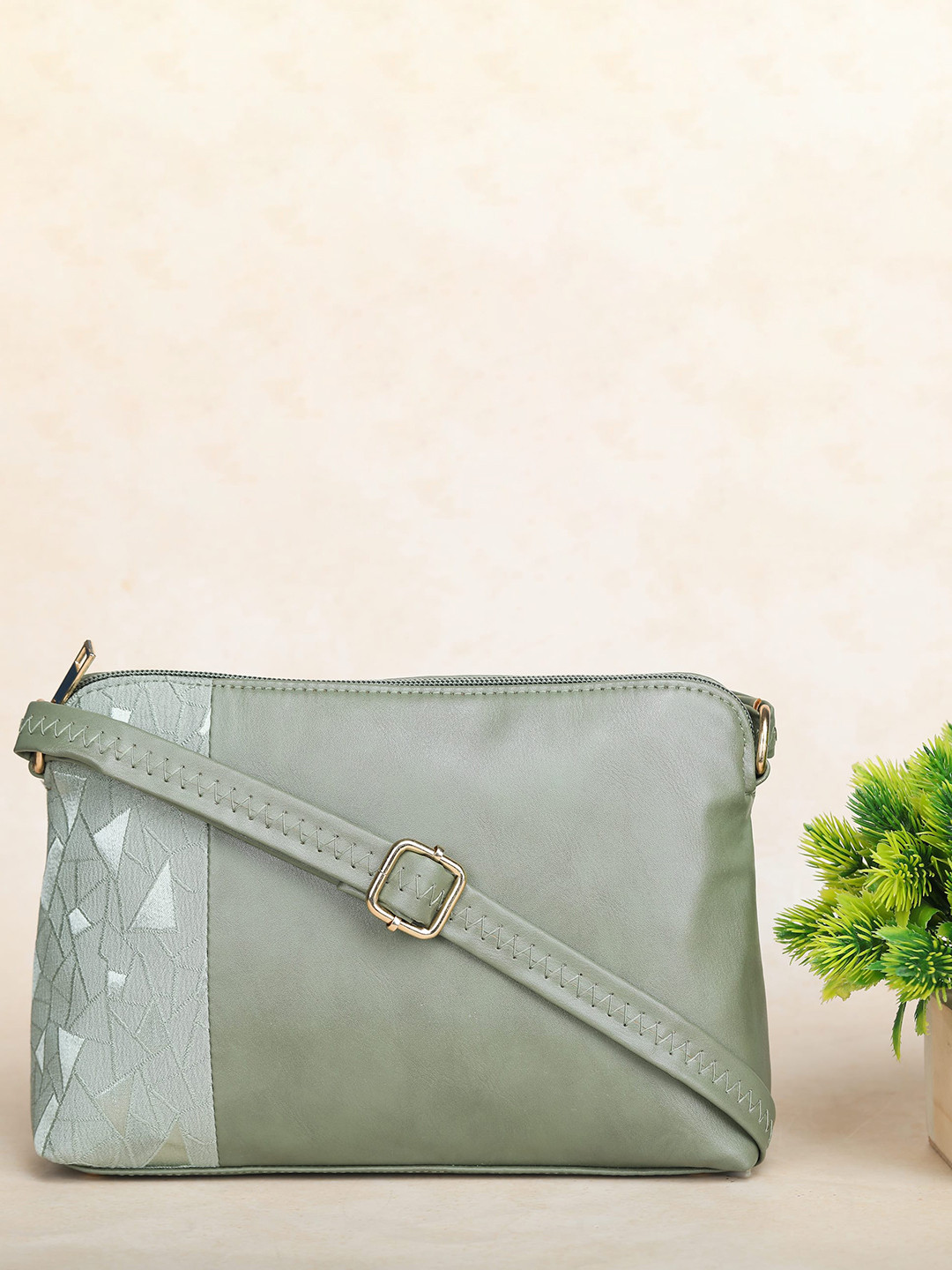 

LEGAL BRIBE PU Structured Sling Bag, Green