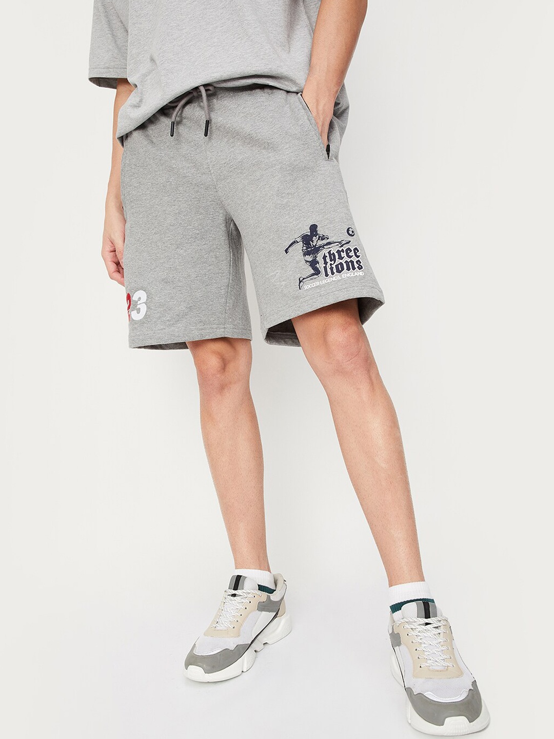 

max Men Regular Cotton Shorts, Grey