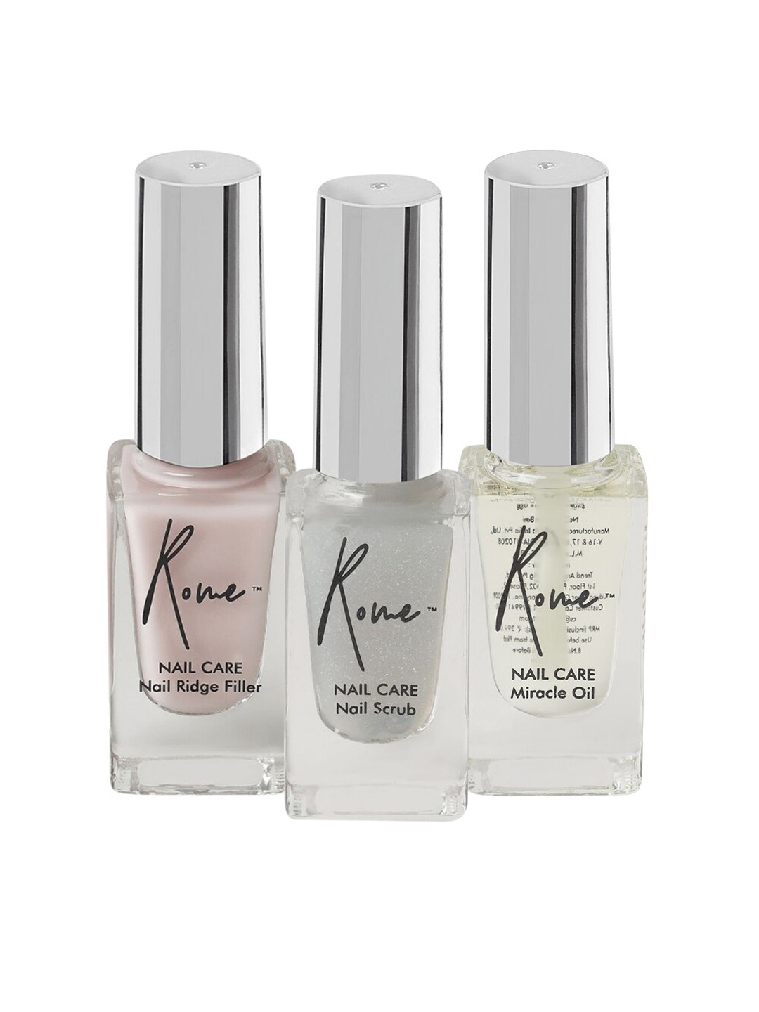 

Rome Set of Nail Ridge Filler + Nail Scrub + Miracle Oil - 8 ml each, Transparent