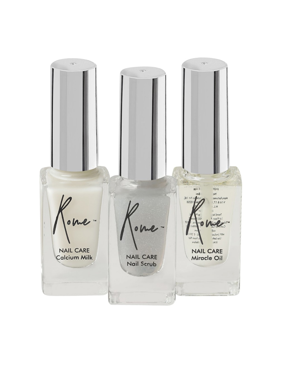 

Rome Set of Nail Scrub + Miracle Oil + Calcium Milk - 8 ml each, Transparent