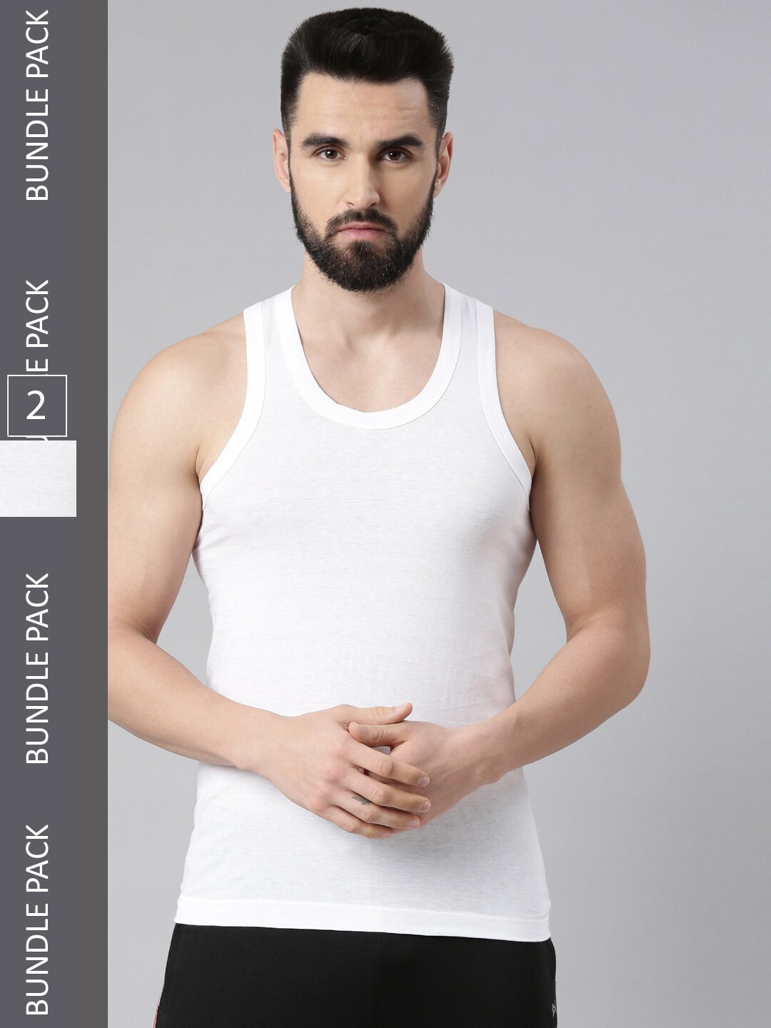 

Force NXT Men Pack Of 2 Solid Cotton Innerwear Vests, White