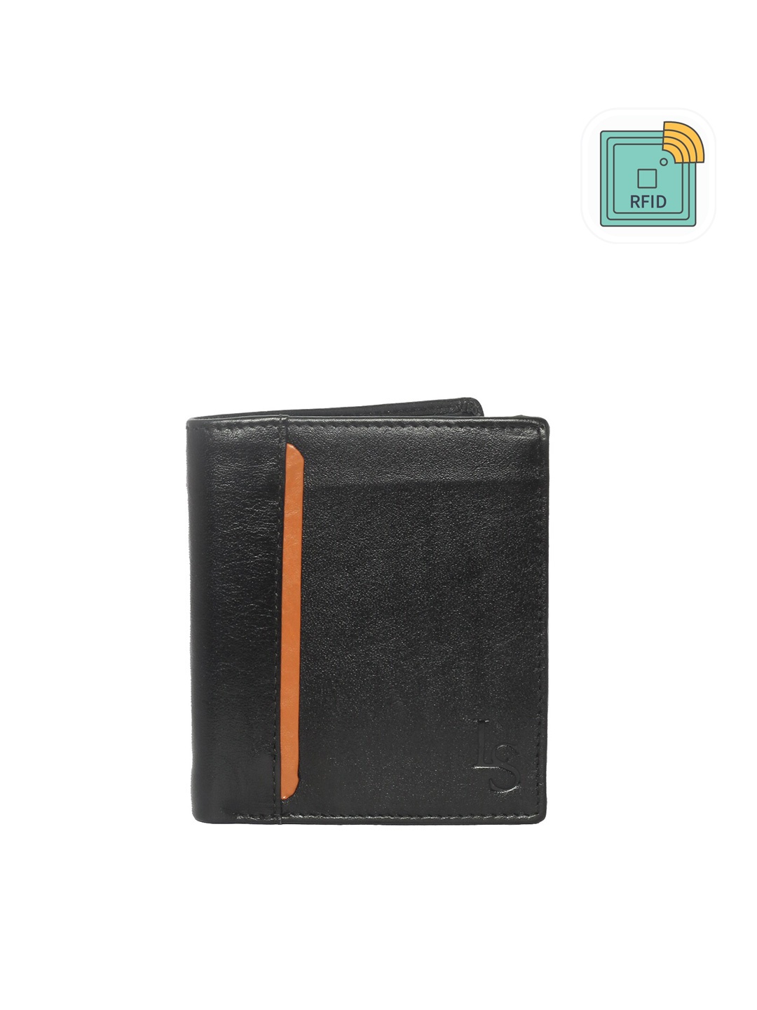 

LOUIS STITCH Men Leather Two Fold Wallet, Black