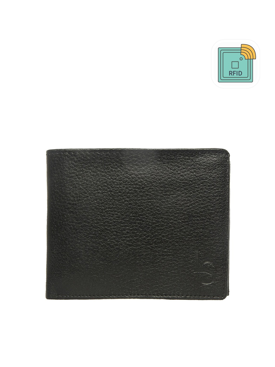 

LOUIS STITCH Men Textured Leather Two Fold Wallet, Black