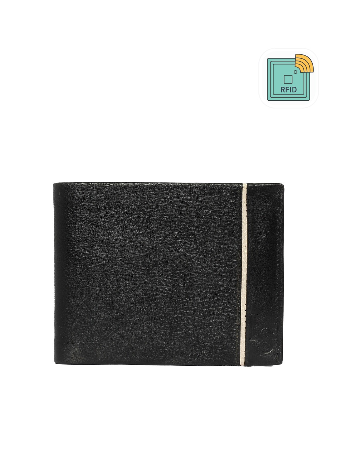 

LOUIS STITCH Men Textured Leather Three Fold Wallet, Black