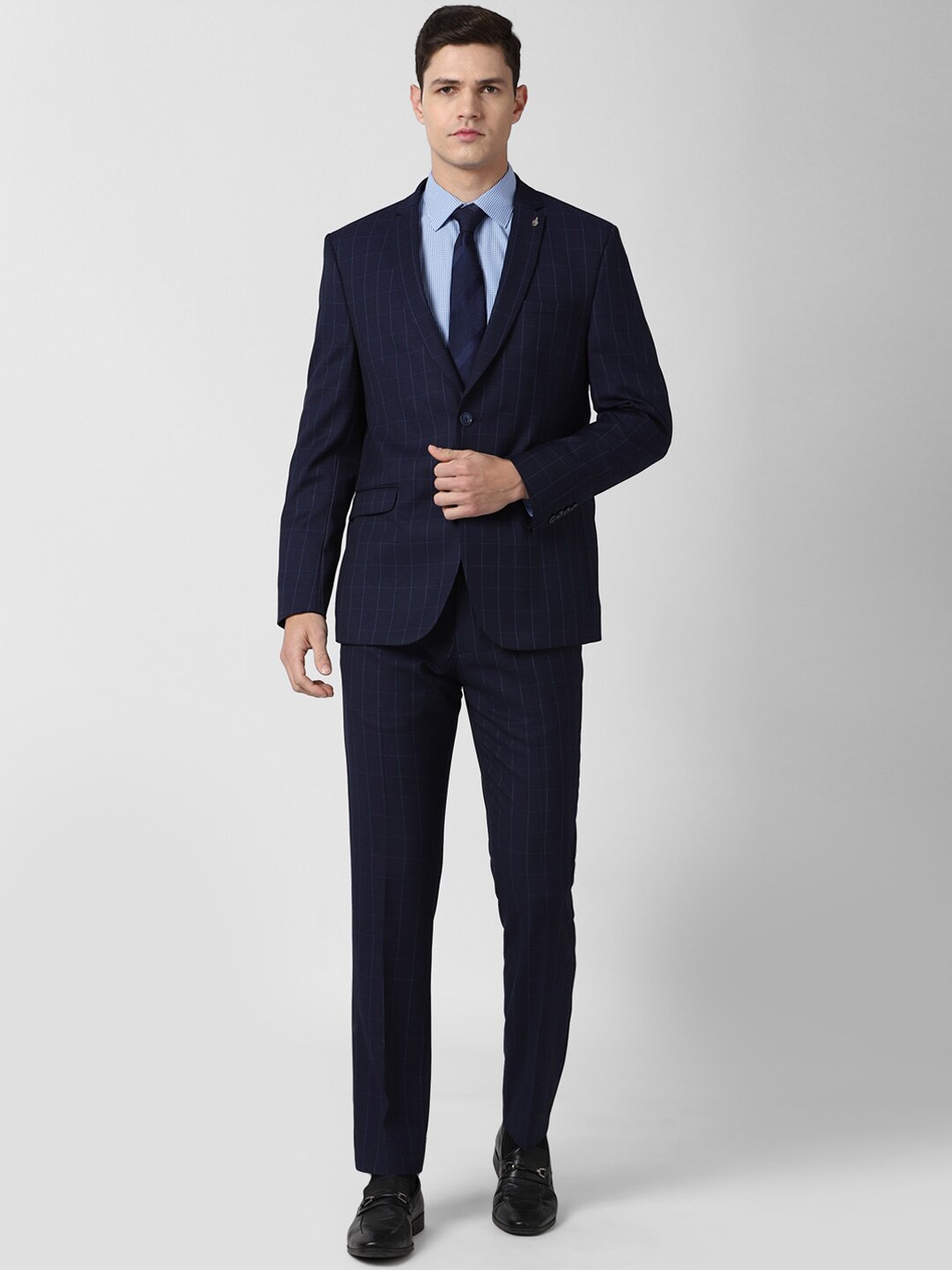 

Van Heusen Men 2PC Single Breasted Printed Suit, Navy blue