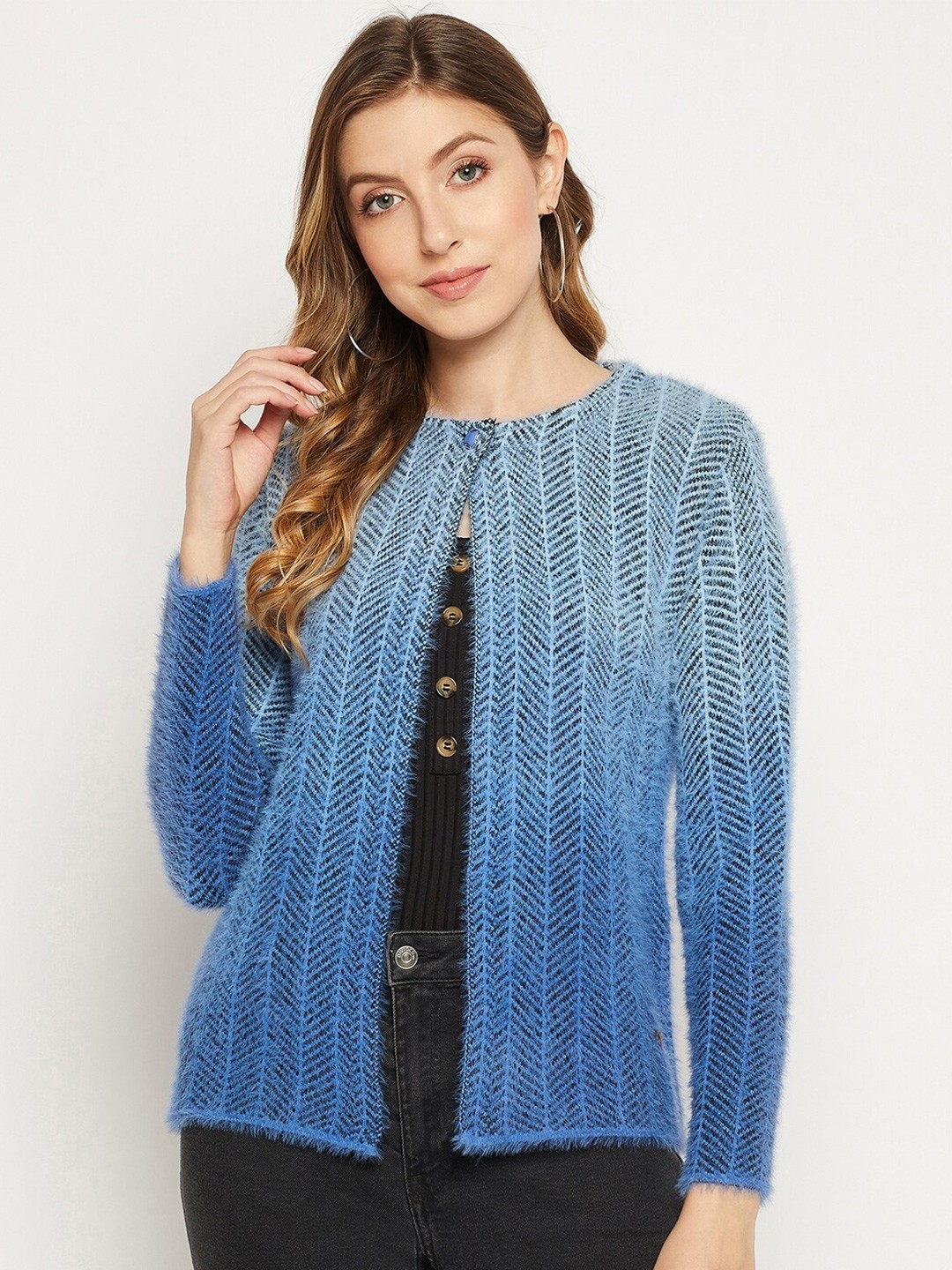 

Duke Women Acrylic Colourblocked with Fuzzy Detail, Blue