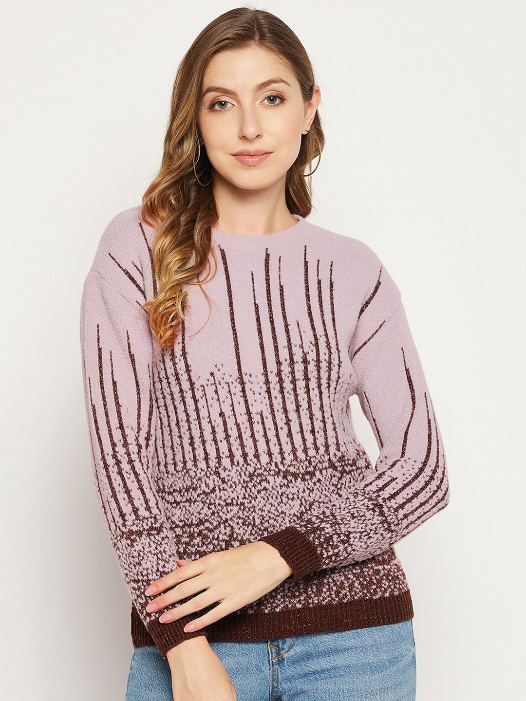 

Duke Women Printed Acrylic Pullover, Pink