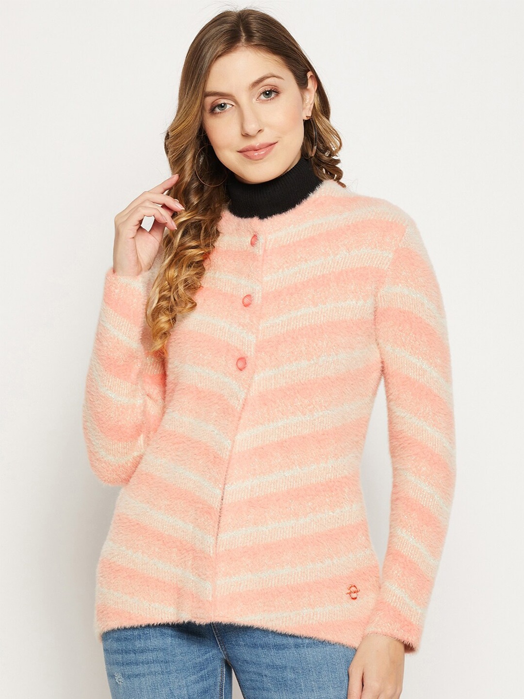 

Duke Women Chevron Printed Acrylic Cardigan, Orange