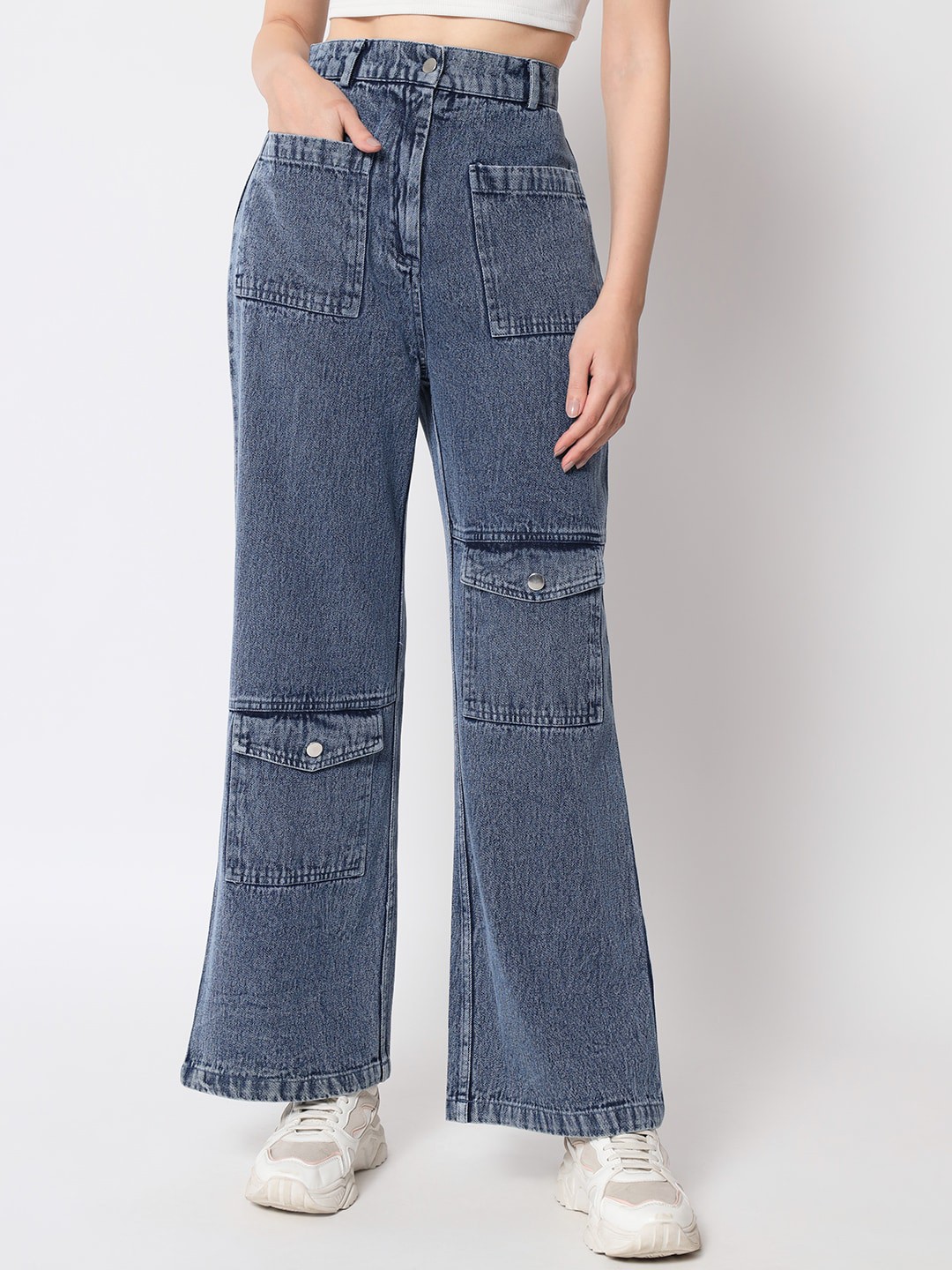 

Orchid Blues Women Blue High-Rise Slash Knee Jeans