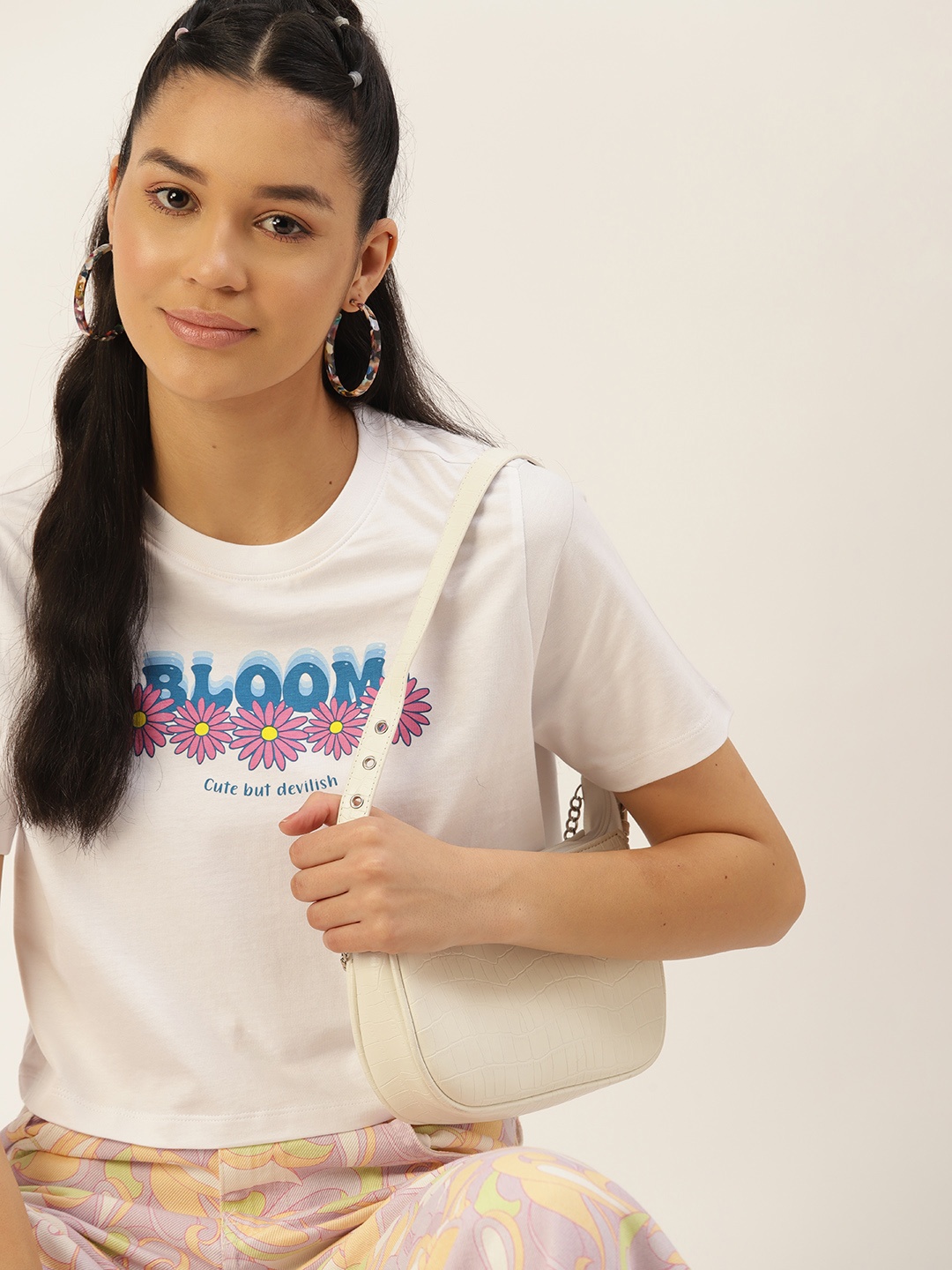 

DressBerry Printed Crop Top, White