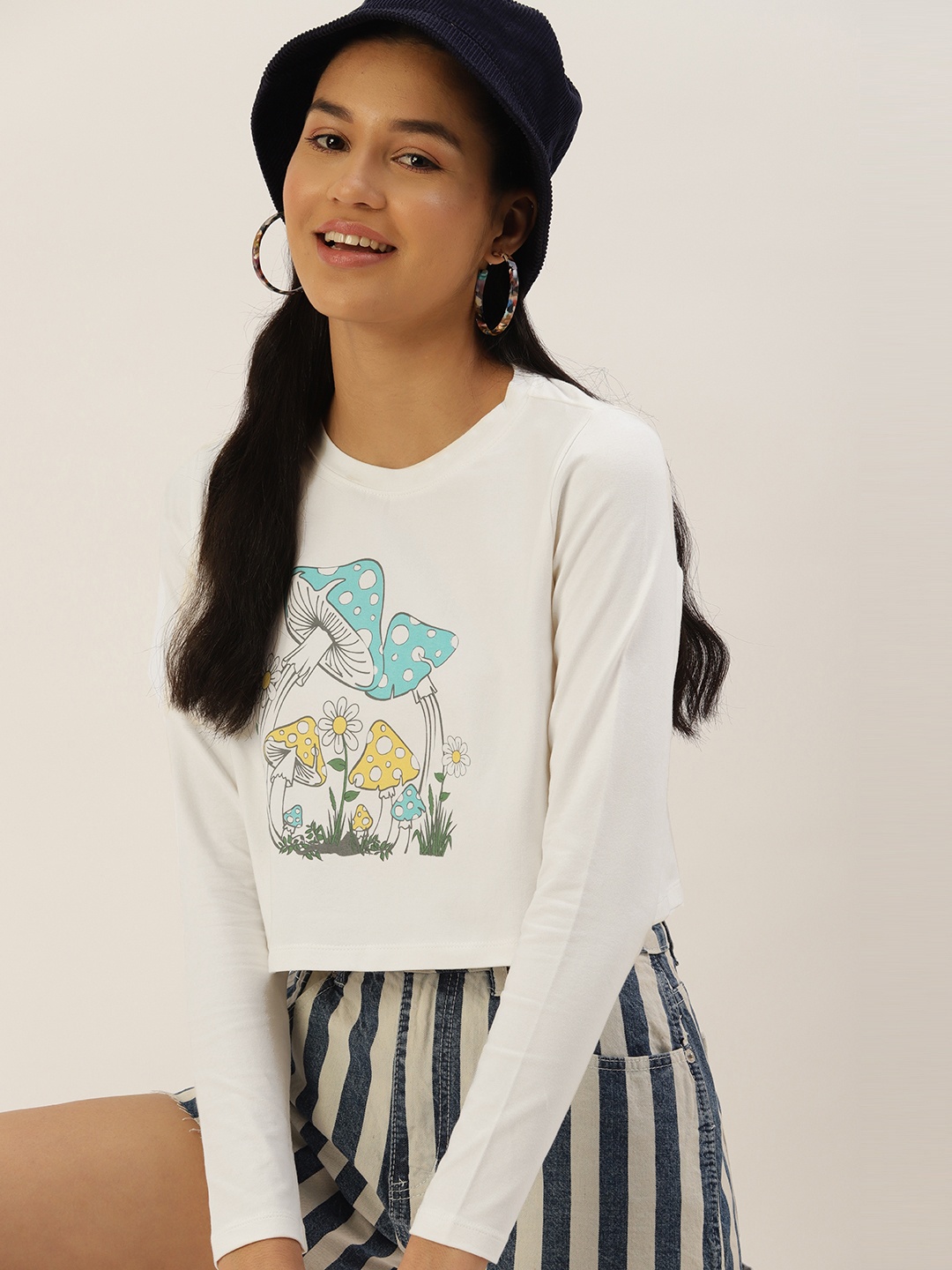 

DressBerry Printed Crop Top, White