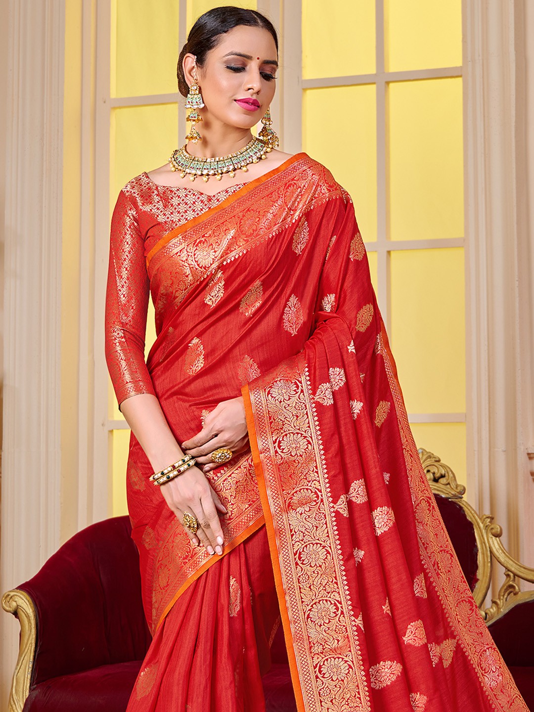 

KARAGIRI Woven Design Zari Silk Blend Banarasi Saree, Grey