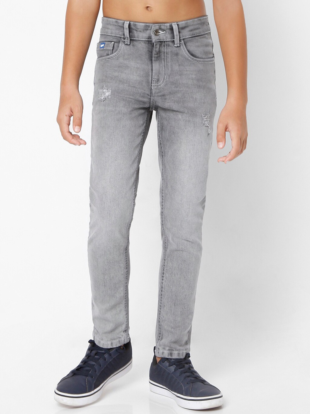 

GAS Boys Grey Slim Fit Mildly Distressed Heavy Fade Jeans