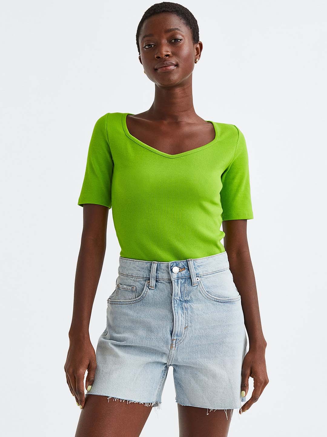 

H&M Women High Waist Denim Shorts, Blue