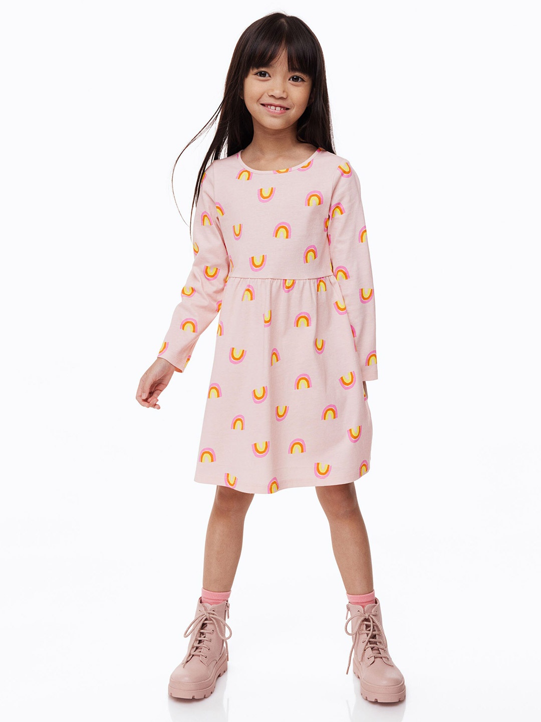 

H&M Girls Cotton Jersey Dress, Pink