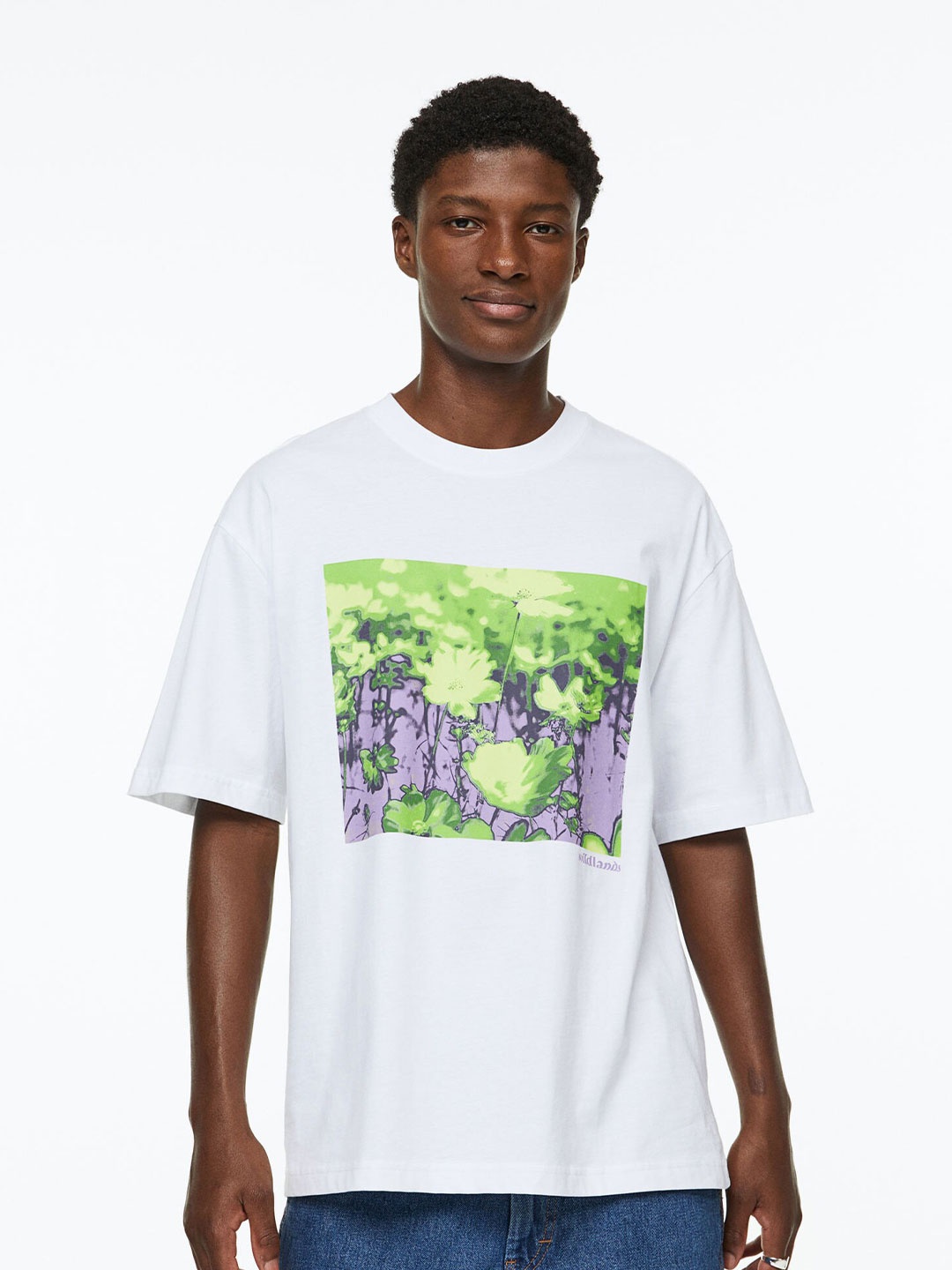 

H&M Men Relaxed Fit Printed T-shirt, White