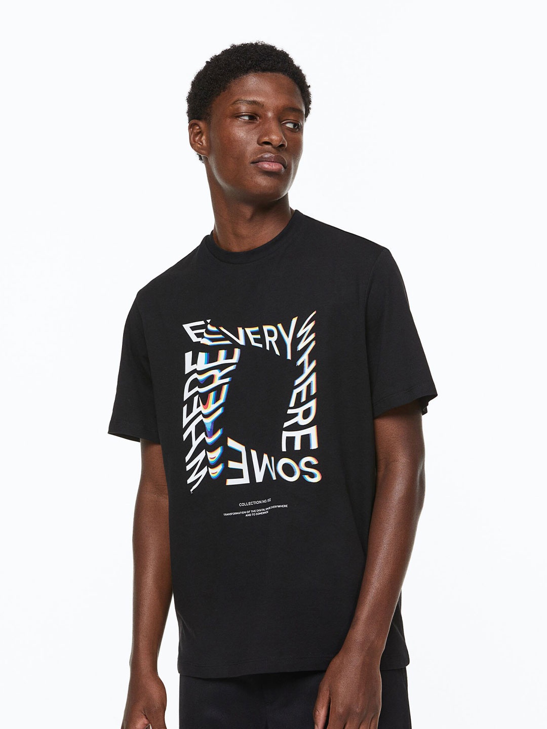 

H&M Men Regular Fit Cotton T-shirt, Black