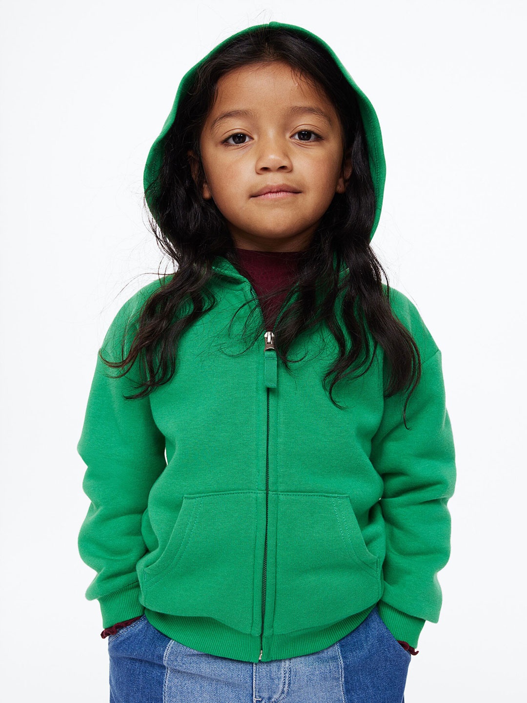 

H&M Girls Zip-Through Hoodie, Green