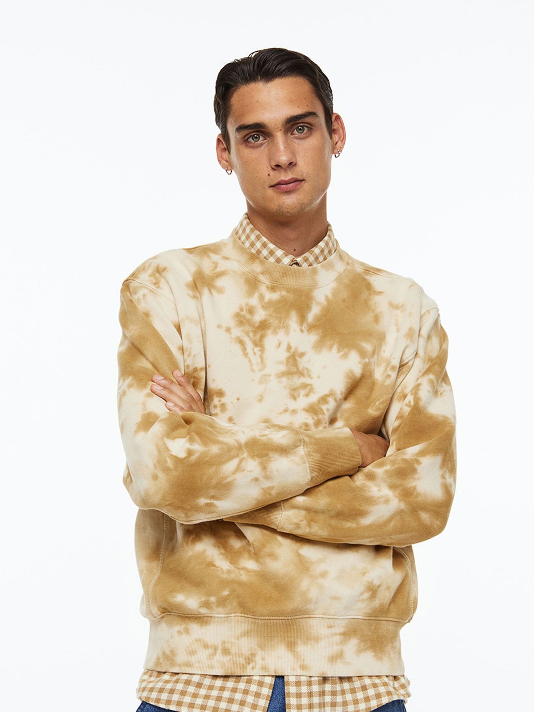 

H&M Men Oversized Fit Cotton Sweatshirt, Beige