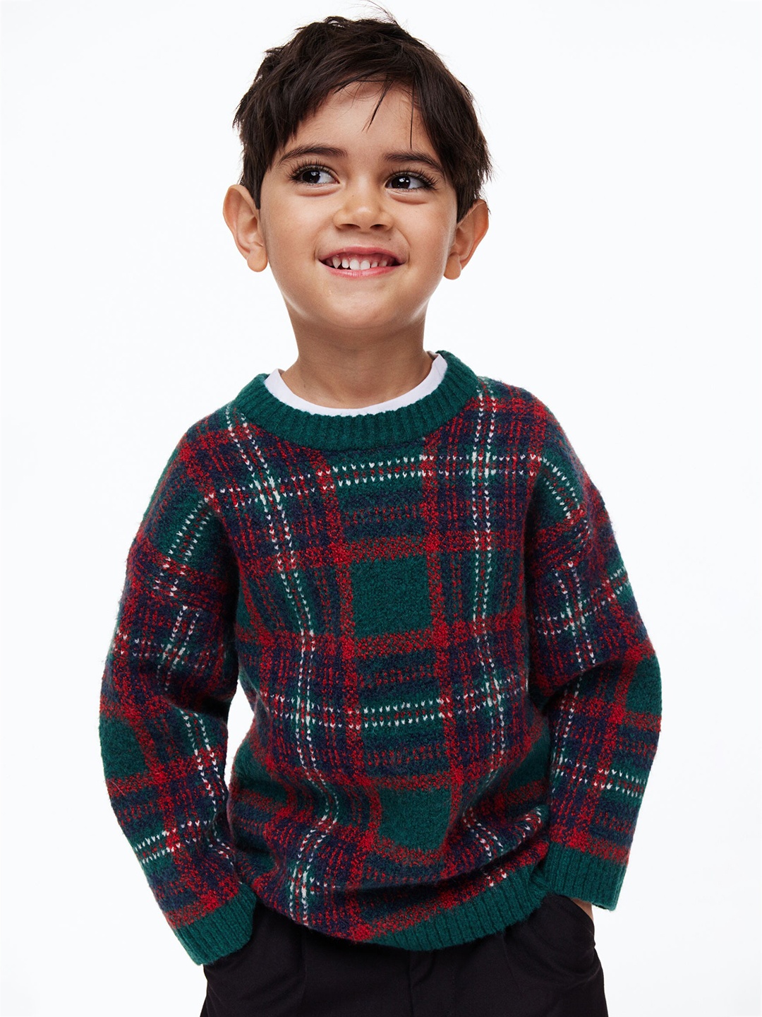

H&M Boys Oversized Jacquard-Knit Jumper, Green