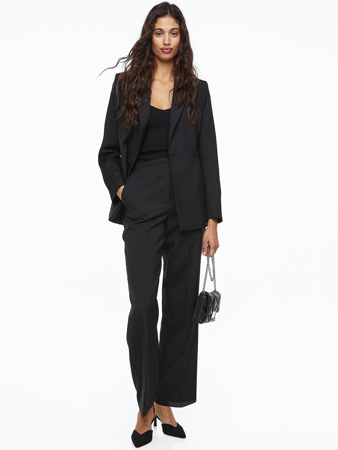 

H&M Women Tailored Trousers, Black