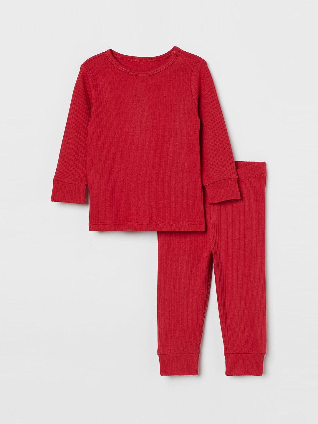 

H&M Girls Ribbed Cotton Set, Red