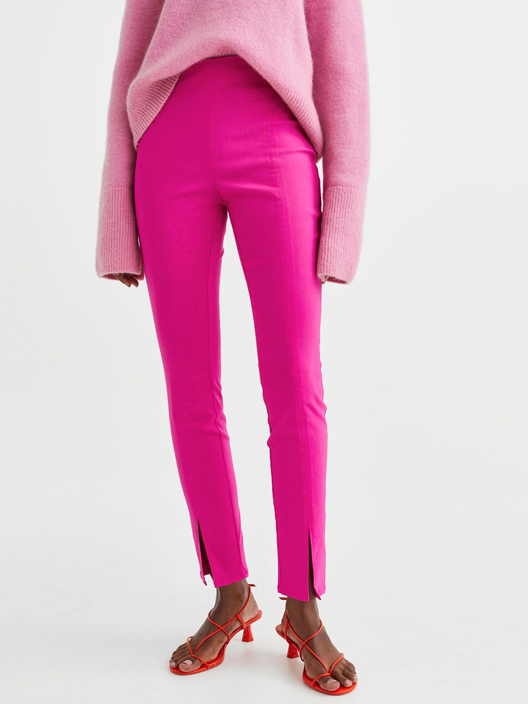 

H&M Women Slim Trousers, Pink
