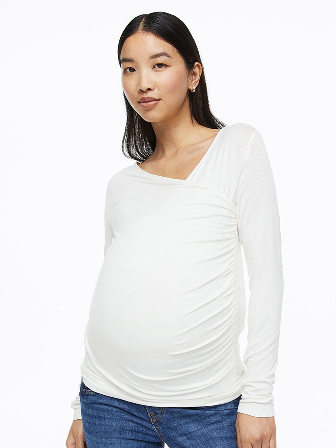 

H&M MAMA Gathered Wrapover Top, White