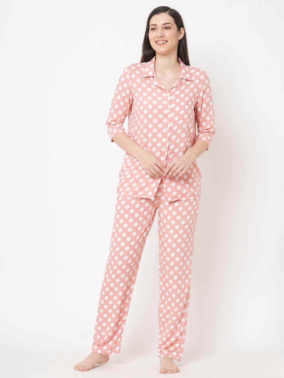 

SDL by Sweet Dreams Women Printed Night suit, Peach