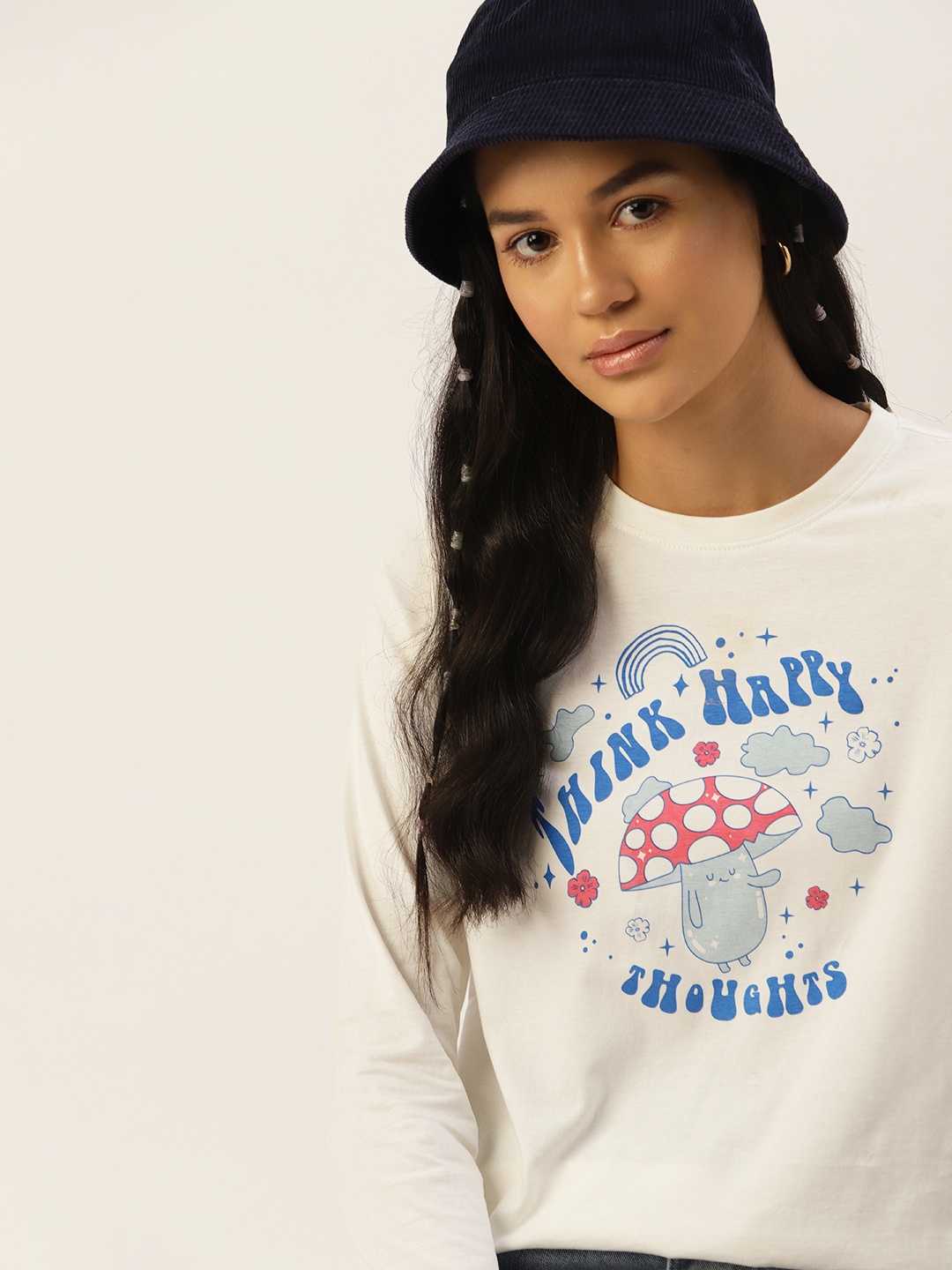 

DressBerry Women Printed Pure Cotton T-shirt, Off white