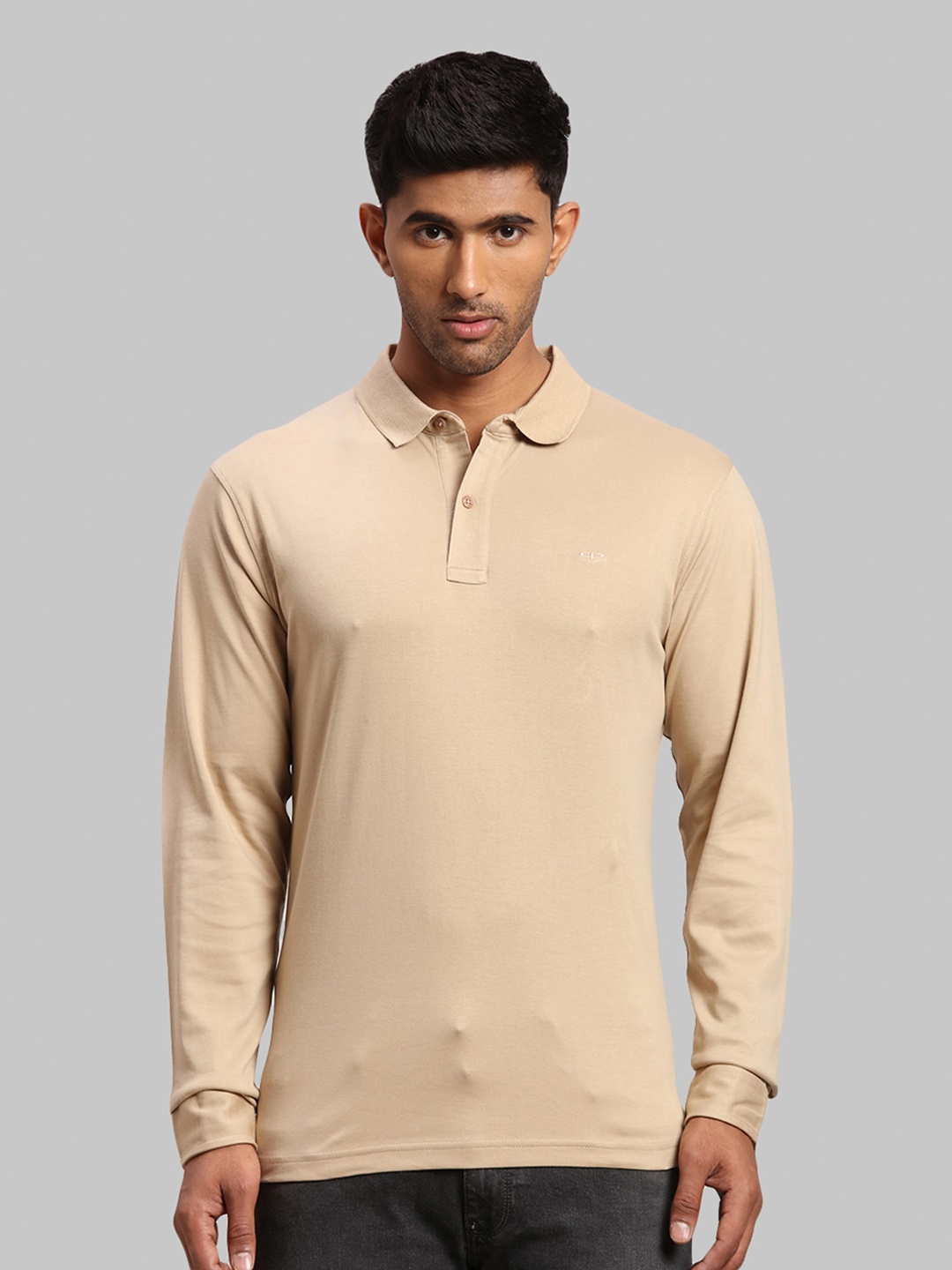 

ColorPlus Men Polo Collar Cotton T-shirt, Beige