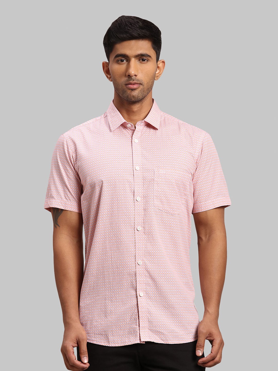 

ColorPlus Men Tailored Fit Printed Cotton Casual Shirt, Red