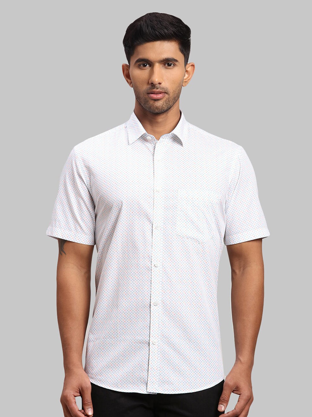

ColorPlus Men Printed Cotton Tailored Fit Casual Shirt, White