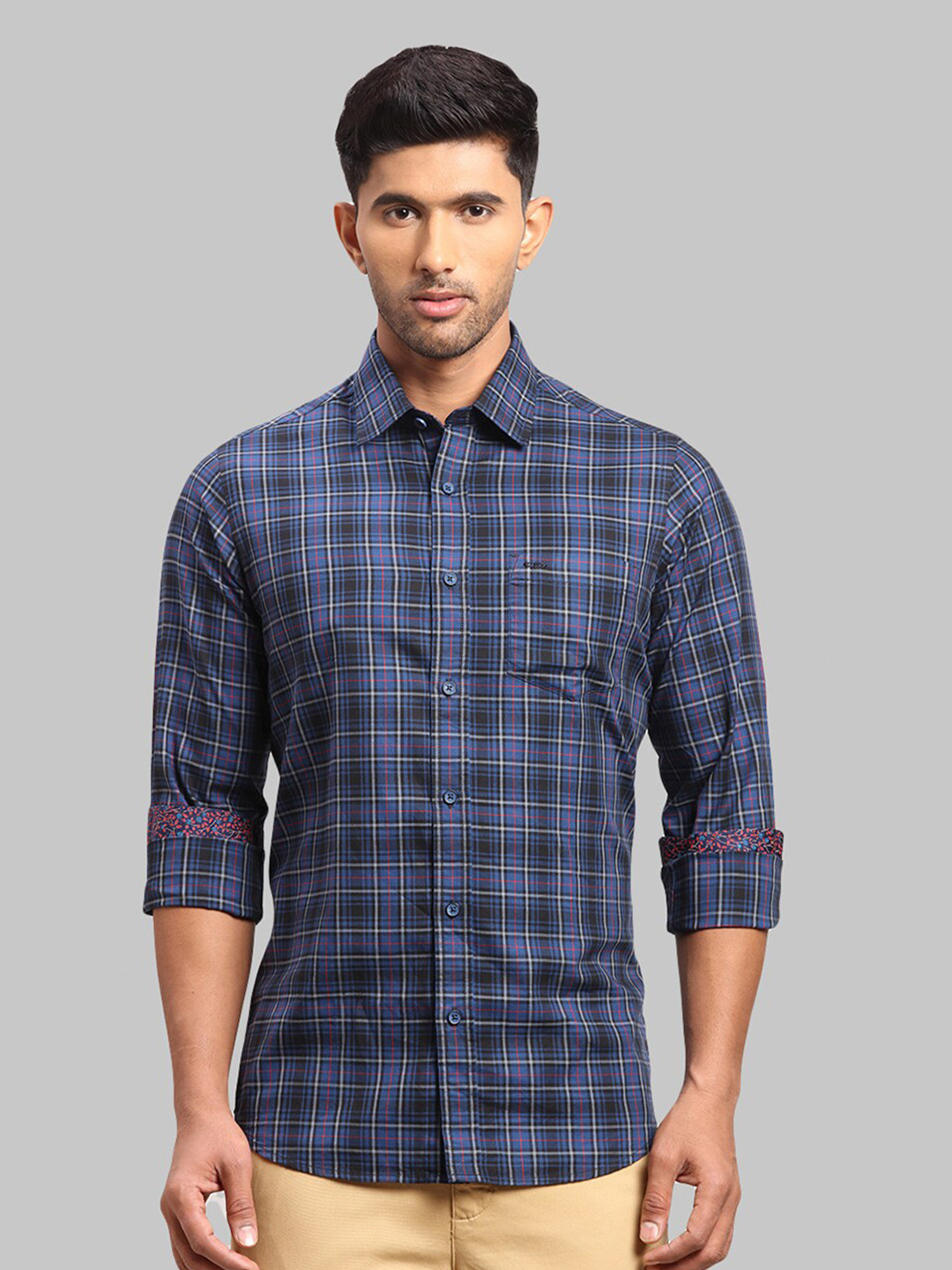 

ColorPlus Men Checked Cotton Casual Shirt, Blue