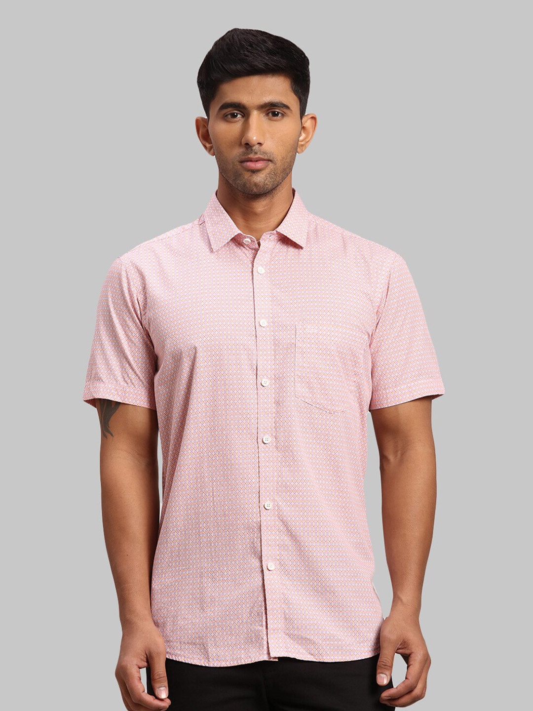 

ColorPlus Men Tailored Fit Printed Cotton Casual Shirt, Red