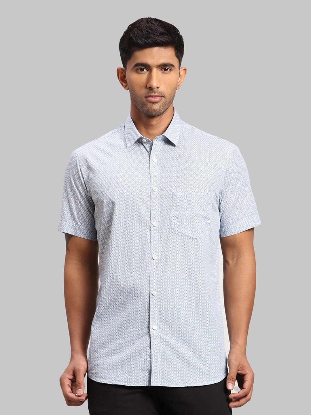 

ColorPlus Men Tailored Fit Printed Cotton Casual Shirt, Blue