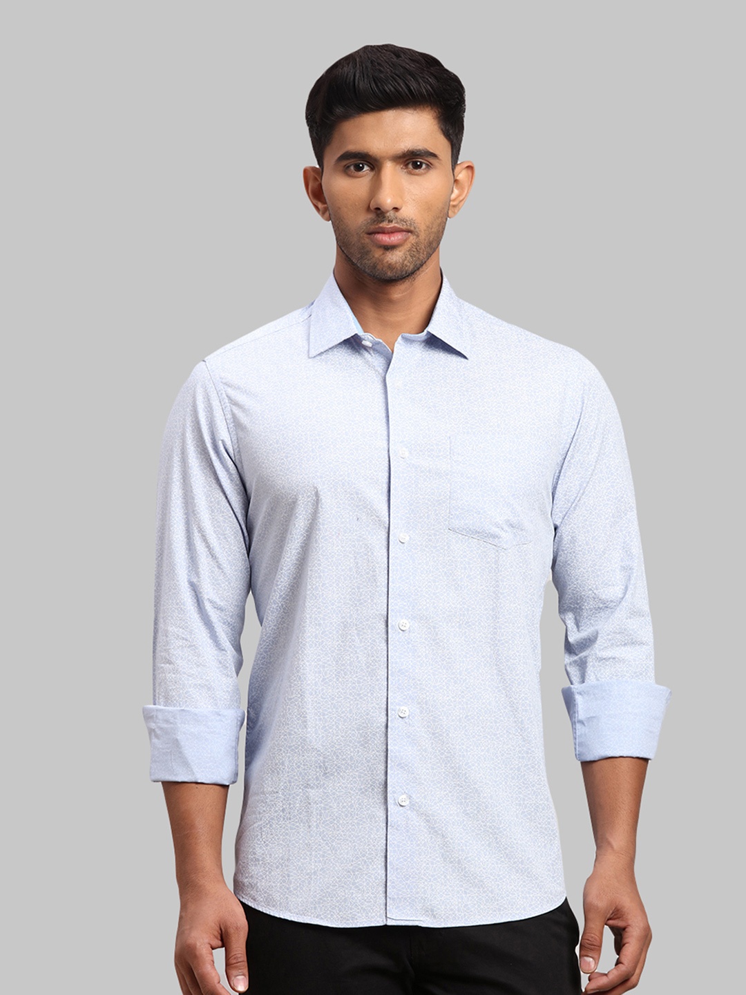 

ColorPlus Men Printed Cotton Casual Shirt, Blue