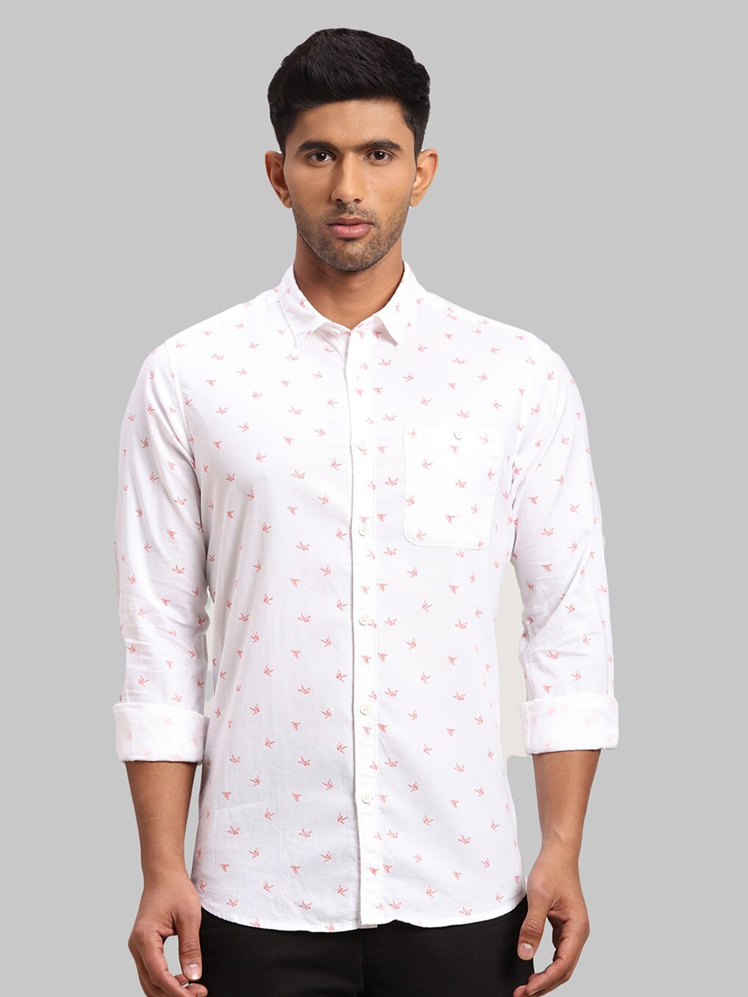 

ColorPlus Men Printed Cotton Casual Shirt, White