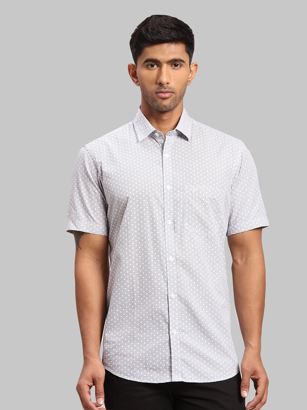 

ColorPlus Men Tailored Fit Printed Cotton Casual Shirt, Blue