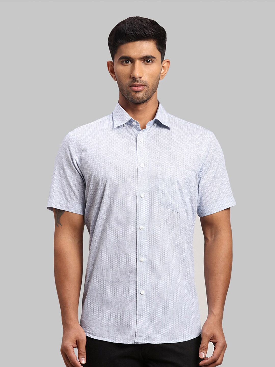 

ColorPlus Men Tailored Fit Printed Cotton Casual Shirt, Blue
