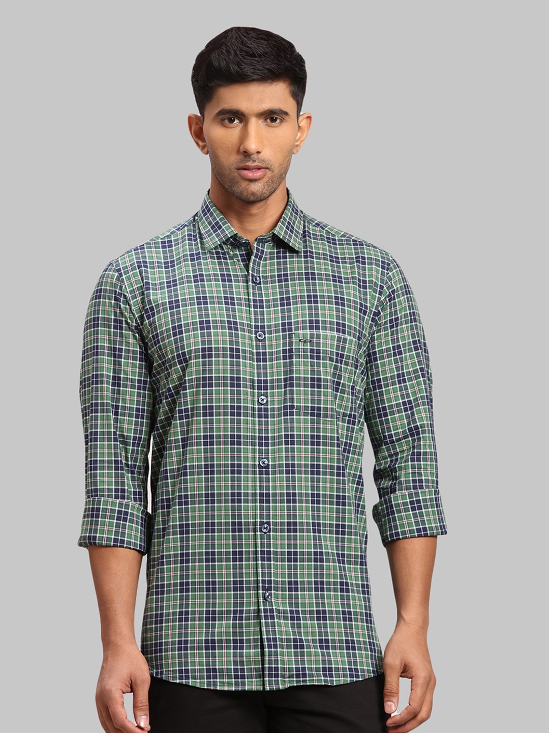 

ColorPlus Men Tartan Checked Cotton Tailored Fit Casual Shirt, Green