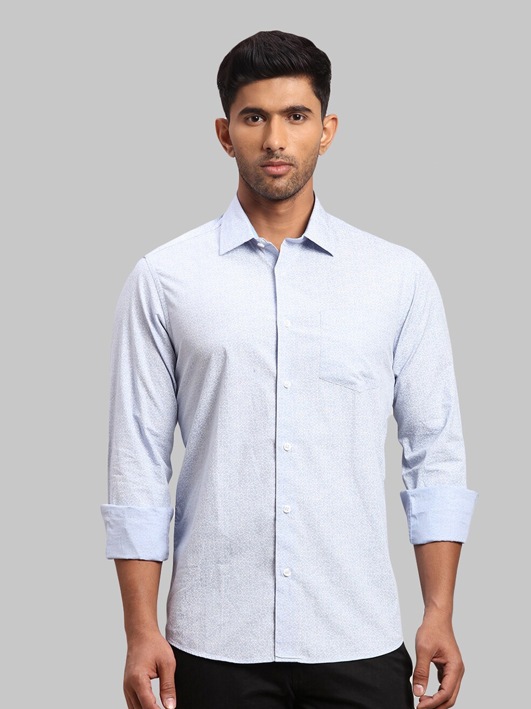 

ColorPlus Men Printed Cotton Casual Shirt, Blue