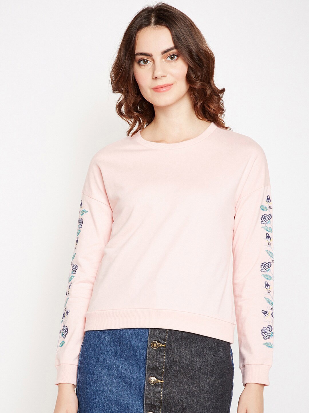 

Be Indi Round Neck Long Sleeves Sweatshirt, Pink