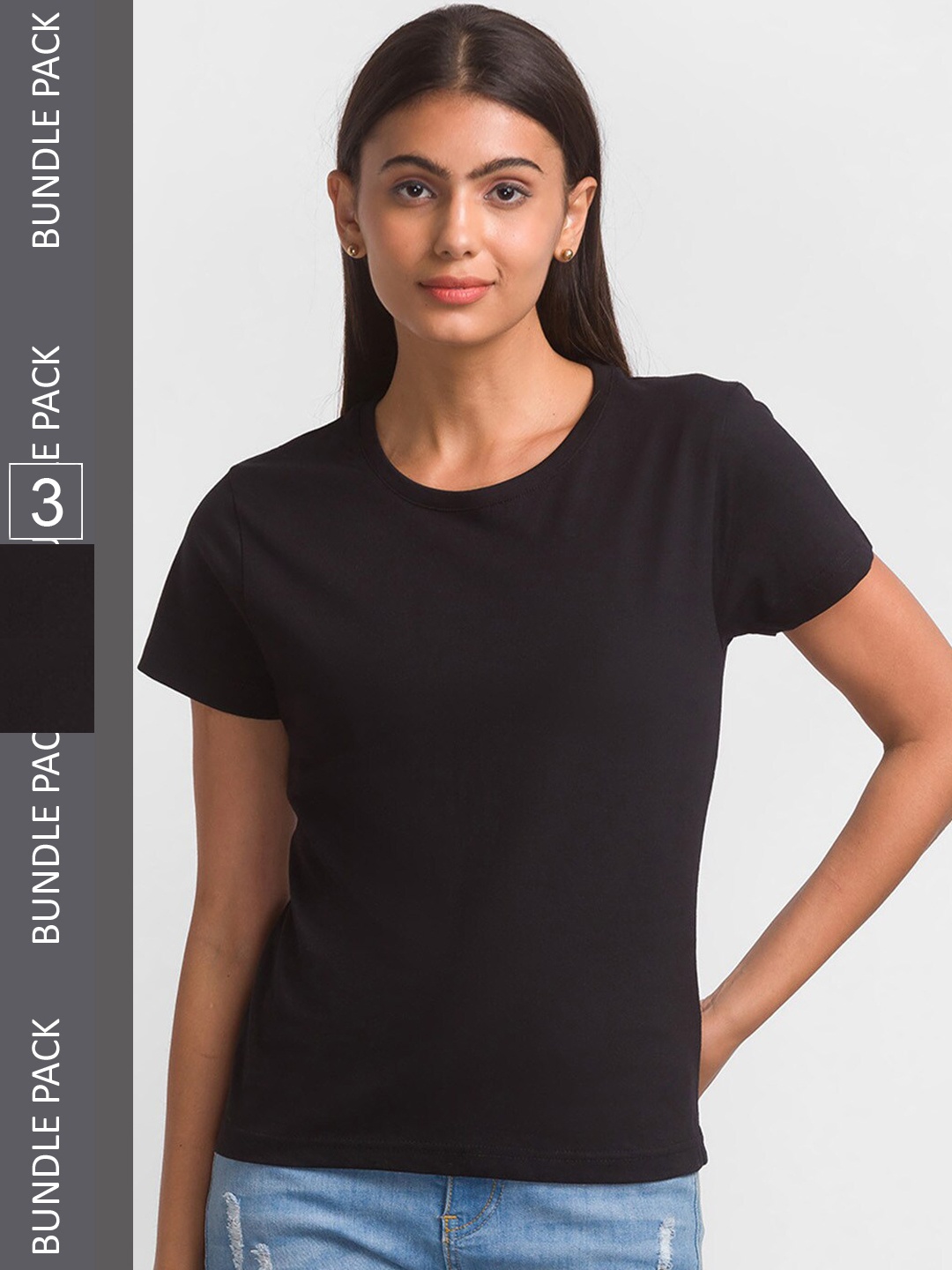 

FashionRack Women Pack Of 3 Cotton Lounge T-Shirt, Black