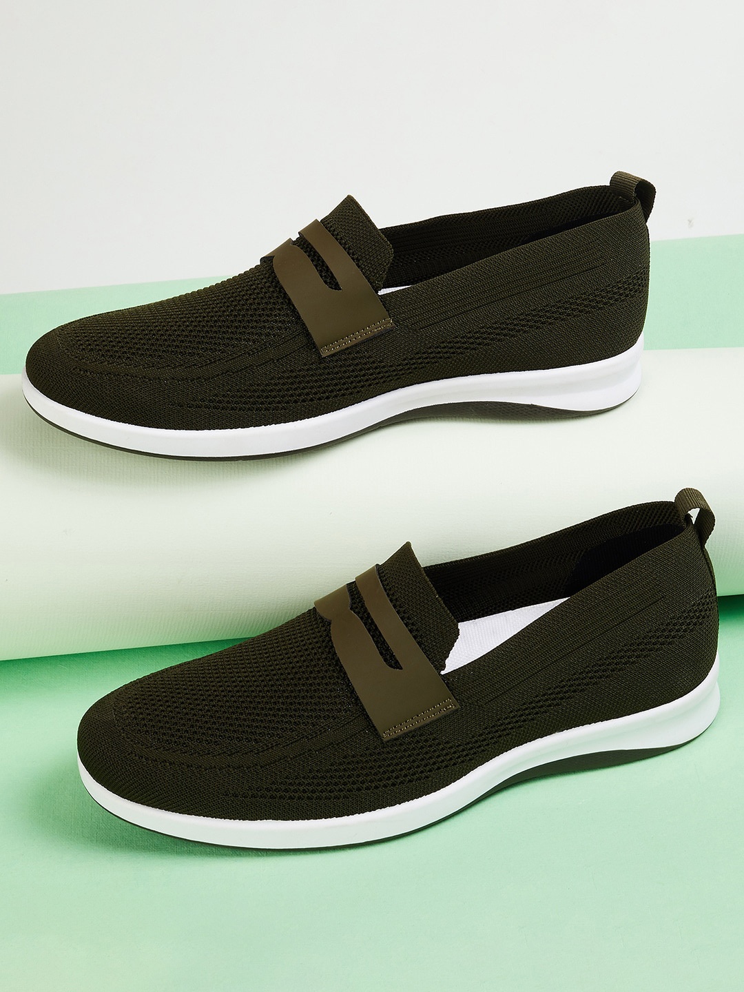 

Forca Men Woven Design Slip-On Sneakers, Olive